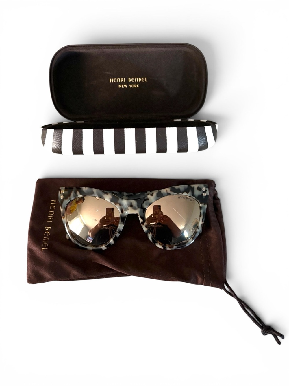henri bendel Carmen Tortoiseshell Cat-Eye Sunglasses with Greige Mirrored Lenses